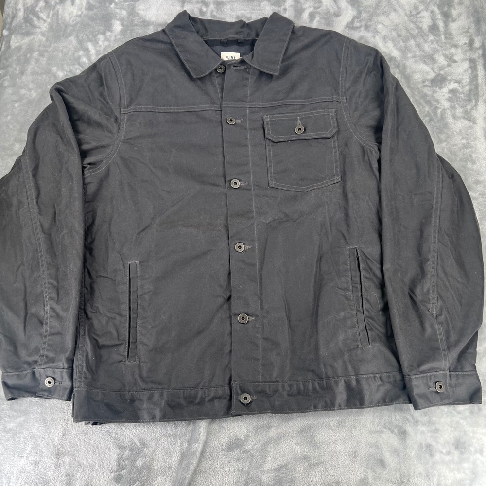 Flint and Tinder Flannel Lined Waxed Trucker Jacket Black XL Tall Made in USA